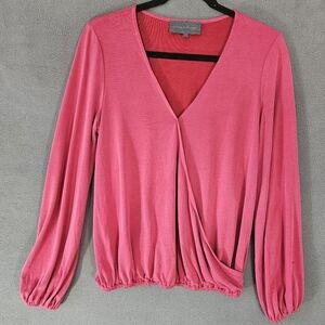 Sunday In Brooklyn Anthropologie Wrap Pink Shirt Vneck Size XS Long Sleeve